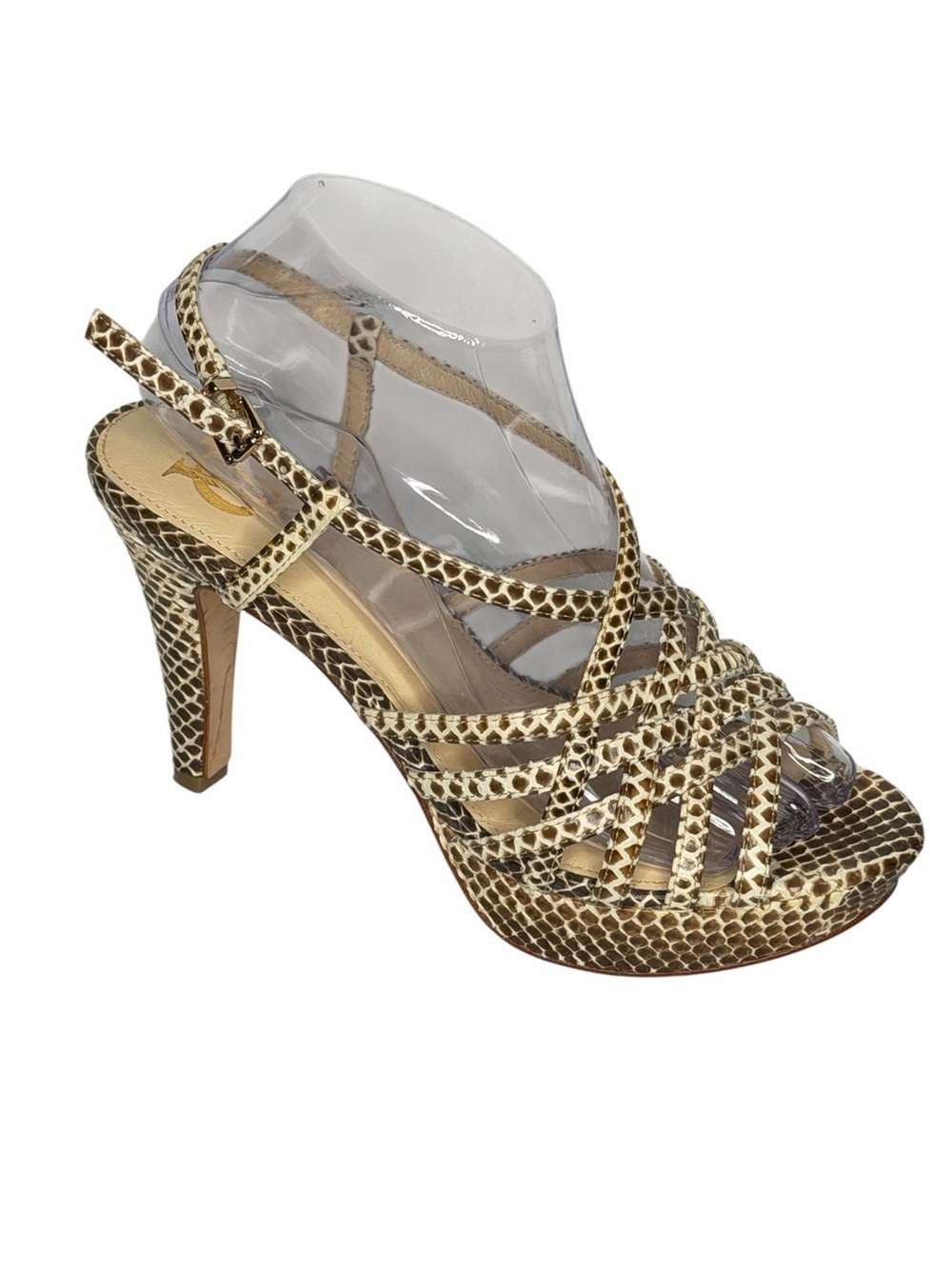 Vero Cuoio Snake-Print Strappy High Heel Sandal